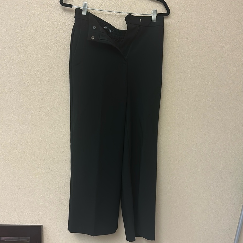 Zara Black Pants very wide leg stretch back waist like new